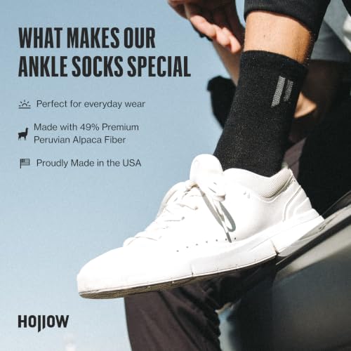 HOLLOW Alpaca Ankle Socks Men & Women, Moisture Wicking - color: Grey, size: Medium