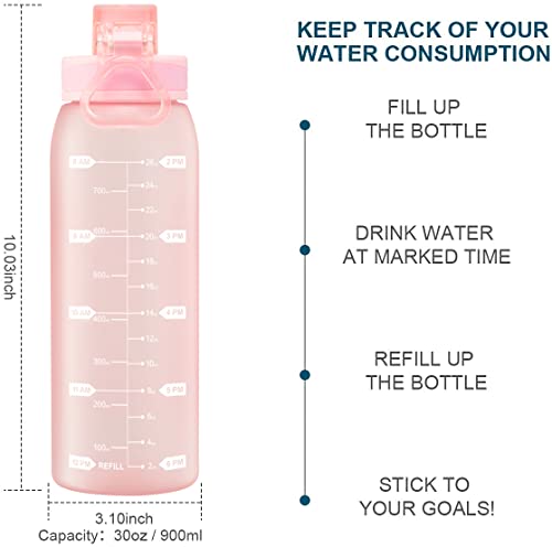 30oz Tritan Water Bottle with Time Marker, 1-Pack, Pink - color: Pink