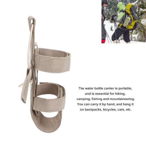 Nylon Water Bottle Holder with Adjustable Strap – Secure Anti-Falling Pouch for Hiking, Camping, Backpack Attachment, No Hands Outdoor Bottle Carrier - color: Khaki