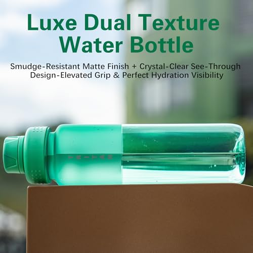 OLDLEY 32oz Water Bottle with Handle, BPA-Free Tritan Reusable Sports Water Bottle with Leak-Proof Dust Lid, Wide Mouth, Cup Holder Friendly, Half Frosted Clear Bottle for Gym,Travel,Work,Mint Green - color: Mint Green