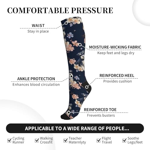 Cute Compression Socks Knee High Support Stockings Women Men - color: Cute Schnauzer Dog
