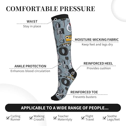 Compression Socks Circulation 15-20 Mmhg Knee High - color: Car Mechanic
