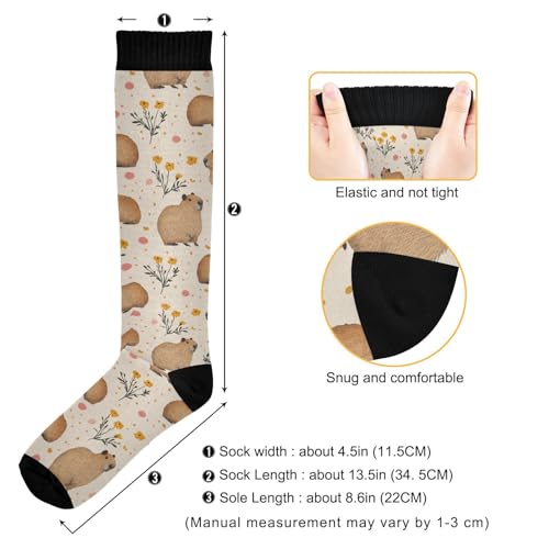 Wusikd Cats Compression Socks for Women and Men Circulation Cute Long Socks for Athletic Running 1 - color: Capybaras