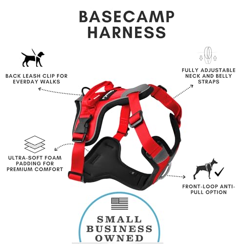 ShawnCo Basecamp Dog Harness, No-Pull Pet Vest (Mustang Red,S) - color: Mustang Red, size: S