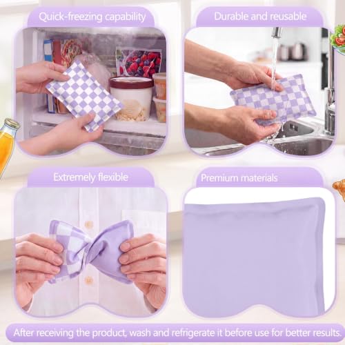VIHOSE 2 Pcs Ice Packs for Lunch Box Bag - color: Purple, style: Checkerboard