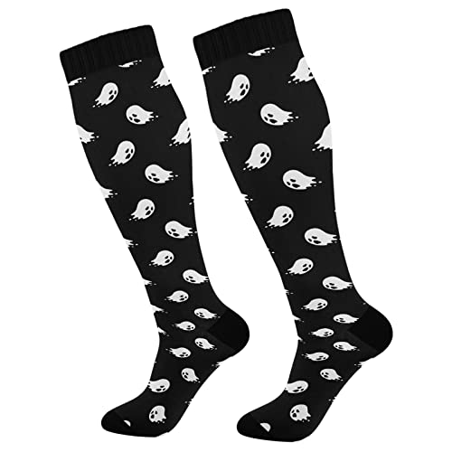 Wusikd Heartbeat Symbol Compression Socks for Women and Men Circulation Black Long Socks for Athletic Running 1 - color: Ghost