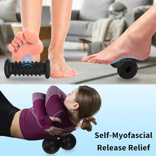 5-in-1 Foot Massager Roller Set for Plantar Fasciitis & Heel Pain Relief - color: 5-piece Black