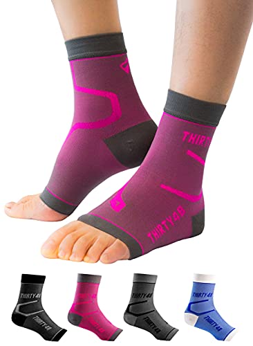Thirty48 Plantar Fasciitis 20-30 mmHg Ankle Compression Socks, Foot Brace - color: Pink (1 Pair), size: X-Large