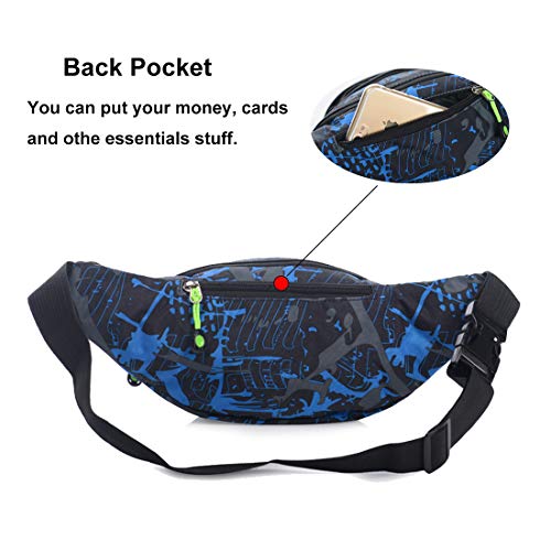 Ausion Fanny Pack Waist Bag for Men&Women Adjustable Belt Hip Bum Bag Fashion Water Resistant Hiking Waist Bag for Traveling Casual Running Hiking Cycling - color: Blue