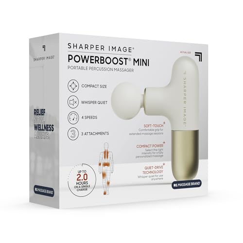 Sharper Image Powerboost Mini Deep Tissue Massage Gun, Powerful & Compact - color: Vanilla and Gold