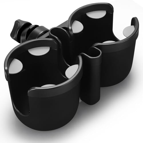 Accmor Stroller Cup Holder with Phone Holder, Bike Cup Holder, Walker Scooter Wheelchair Cup Holder Attachment, Universal Cup Holder for Uppababy Graco Strollers - color: Double Holder-Other Shape