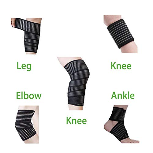 Extra Long Elastic Knee Wrap Compression Bandage Brace Support for Legs, Plantar Fasciitis, Stabilising Ligaments, Joint Pain, Squat, Basketball, Running, Tennis, Soccer, Football, Volleyball (Black) - color: Black