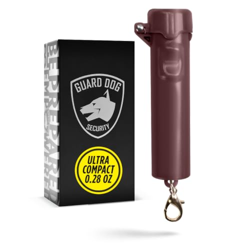 Packin' Heat 0.28 oz Compact Pepper Spray for Self Defense, Small Keychain Pepper Spray for Women, 12 ft Range, 1.44% Major Capsaicinoids, UV Dye, Push-Button Safety Cap, Snap Clip - color: Burgundy