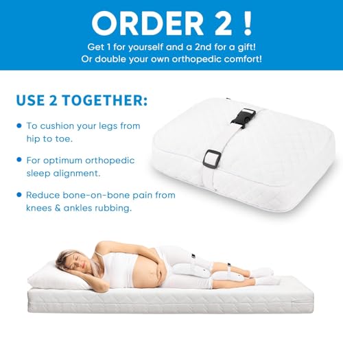 Knee Pillow with Soft Strap for Side Sleepers, Grid - White - color: Grid - White