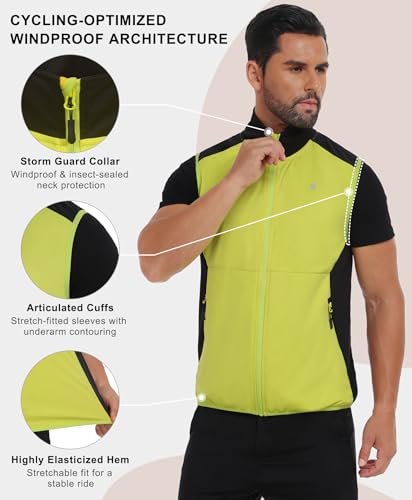 Little Donkey Andy Men's Softshell Vest Lightweight Windproof Waterproof - color: Reflective Green, size: Small