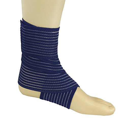 BXT A Pair (2 Pieces) Elastic Breathable Wrap Ankle Support Brace Compression Knee Elbow Wrist Ankle Hand Support Wrap Sports Bandage Strap with Hook & Loop Fastener Straps - color: Blue, 2-Pack