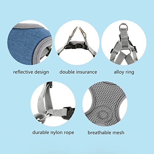 Dog Harness with Leash Set, No Pull Adjustable Step in Pet Vest - color: Gray, size: S