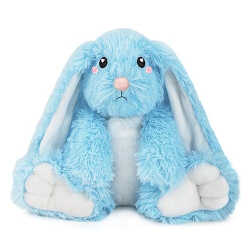 Bunny Microwavable Stuffed Animal – 1.5 lb Unscented Heating Pad Plush, Soft Cozy Bunny Toy for Relaxation and Comfort, Gift for Women, Girls, Adults & Kids by Happy Fuel, Blue - color: Blue Bunny