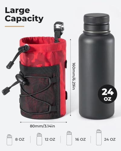HowFly Water Bottle Holder for Backpack Molle Water Bottle Pouch Bag - color: Red Camo