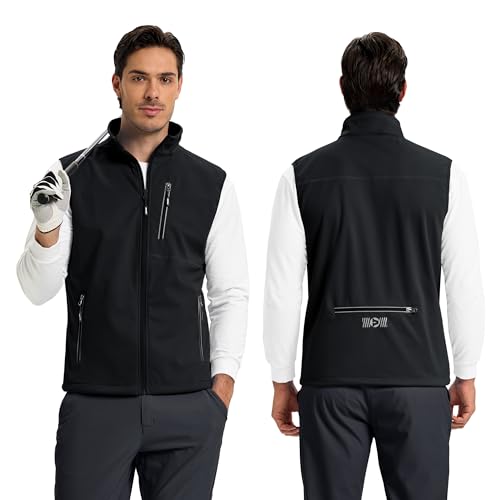Outdoor Ventures Men's Running Golf Vest Outerwear Lightweight Windproof - color: Black, size: Large