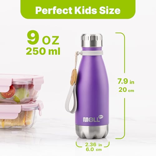 9 oz Stainless Steel Water Bottle,Double Wall Vacuum Insulated - color: Purple-Royal Blue, size: 9 Ounces