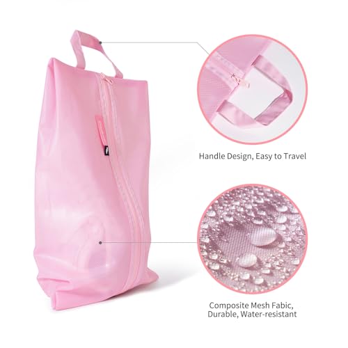 pack all Shoe Bag for Travel, Water-Resistant Shoe Pouch for Sports - color: Pink, style: 2 Pack