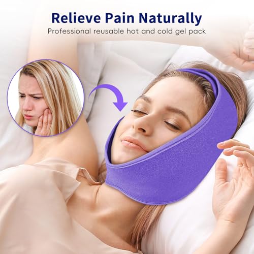 Wisdom Teeth Ice Pack Head Wrap for Pain Relief - Cold Hot Therapy for Face - color: Purple