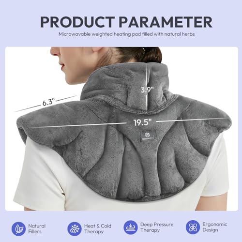 Microwavable Heat Pad for Neck and Shoulders, Warm Compress Wrap, Grey - color: Heat Pad06 -Grey
