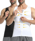 Mens Compression Shirt Zipper, Gynecomastia Tummy Control Vest, Back Support Shapewear Slimming Undershirt - color: Black+white, size: X-Large