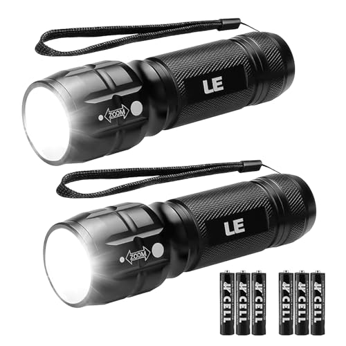 Lepro LED White Light Flashlight, High Lumens Waterproof Adjustable Focus - color: Black