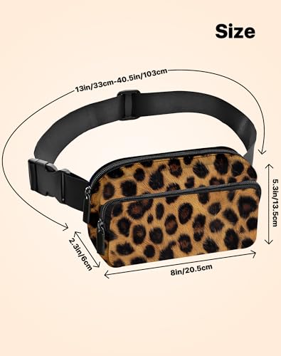 Leopard Print Fanny Pack Fashion Belt Bag Lightweight Waist Pouch with Adjustable Strap Mini Crossbody Bags for Women Travel Sports Running - color: Brown