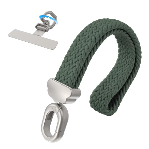 Stretchy Phone Wrist Strap, with 360° Rotatable Metal Tab - color: Green