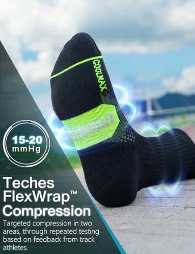 Juclise Men's Compression Running Crew Socks, 3 Pairs - color: Gradient Lime, size: Medium