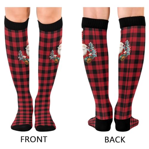 Wusikd Heartbeat Symbol Compression Socks for Women and Men Circulation Black Long Socks for Athletic Running 1 - color: Christmas Gnomes