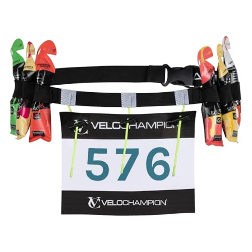 VeloChampion Triathlon Race Number Running Gel Belt, 3 Toggles, 1 Pack - style: 3 Toggle Belt