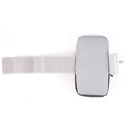 Adjustable Gray Canvas Sports Armband | Water-Resistant Workout Phone Holder for Phones Up to 6.4 Inch | Running Jogging Hiking Cycling Yoga Gym Exercise