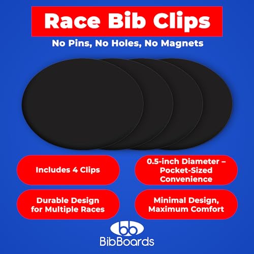 BibBoards bibSNAPS Race Bib Clips, Solid Black, 4 Pack - color: Solid Black