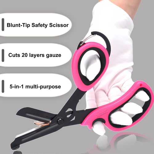 MEUUT Trauma Shears with Carabiner 7.5 Inch 2-Pack Medical Scissors - color: Black/Black+pink/Black