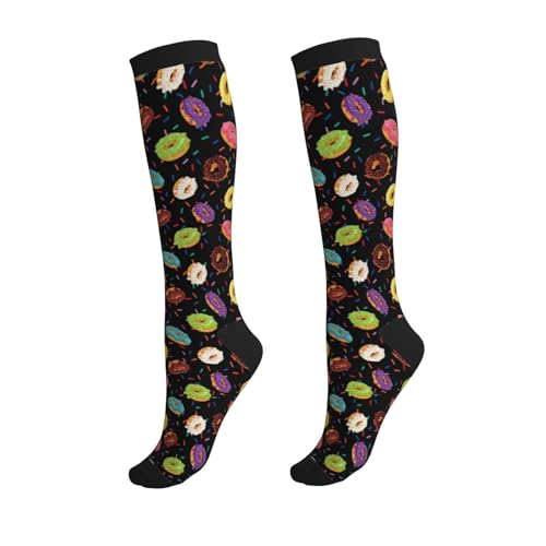Crazy Fun Compression Socks, Unisex Knee High Support Socks - color: Donut