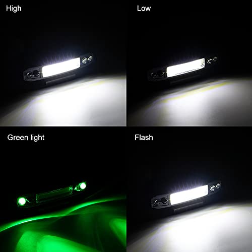 LED Rechargeable Clip-On Hat Light,COB Hands-Free Cap Torch Headlamp with White Light,Green Light and Motion Sensor for Outdoor Activities Such as Camping, Hiking, Fishing, Cycling,Hunting