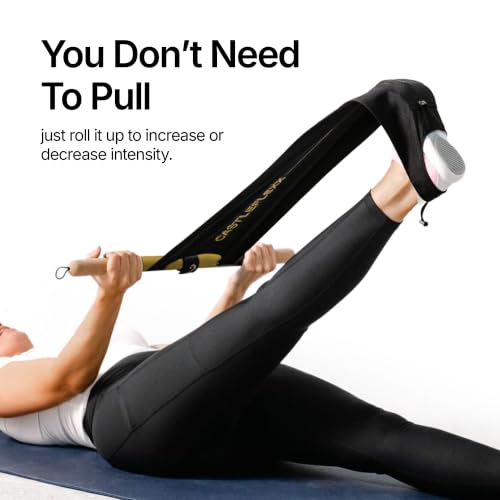 CastleFlexx Mobility and Full Body Strengthening Device | Non-Elastic Stretch Strap with Natural Premium Cork Handles for Stretching, Exercise, Physical Therapy, and Yoga - size: Large