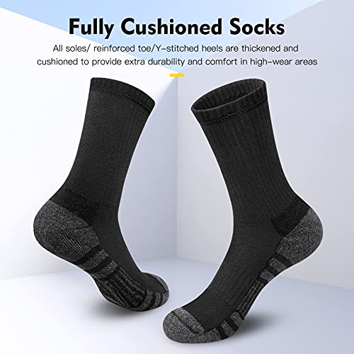 Felicigeely Athletic Crew Socks Cushioned Breathable for Men & Women 6 Pack - color: Double Stripe Black, size: 12-14