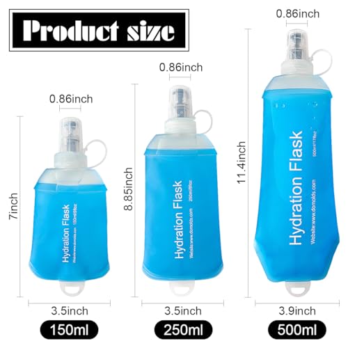 Soft Flask, TPU Collapsible Runner Water Bottle, for Hydration Flask/Running Vests-Running, Hiking, Cycling Folding Bottle (250 ml) - Blue
