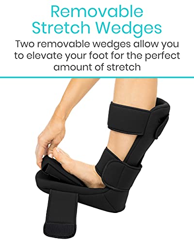 Vive Plantar Fasciitis Night Splint Plus Trigger Point Stretch Wedges - color: Black, size: Small