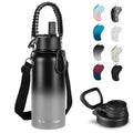 KXIAOCHEN Insulated Water Bottle with Strap, 48-Hour Cold, 2 Lids - color: Black Gray, size: 32 Ounces