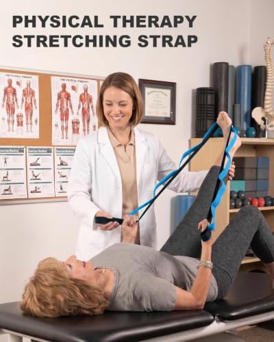 Trideer Stretching Strap with Loops for Physical Therapy,Non-Elastic - color: Blue/Black