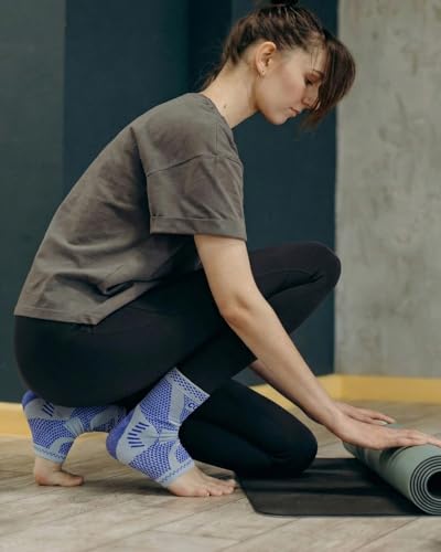 LISEPWU Copper Ankle Brace for Men & Women, Ankle Compression Sleeve 1 Pair - color: Blue-gray, size: X-Large