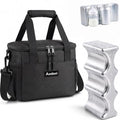 Insulated Lunch Bag with Reusable Stainless Steel Ice Pack, Cooler for Drinks, Meals and Snacks, for BBQ, Picnic, Camping and Road Trips