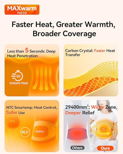 IKEEPFIT Portable Heating Pad for Back Pain Relief, FSA Eligible HSA Gift - color: Beige