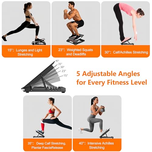Slant Board for Calf Stretching, Steel Squat Wedge Hold Up to 650LBS - color: Black